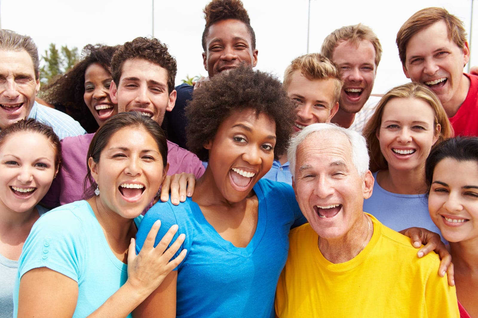 Joyful members of a diverse community